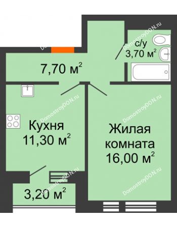 1 комнатная квартира 40,3 м² в ЖК НОРД-Премьер, дом № 13
