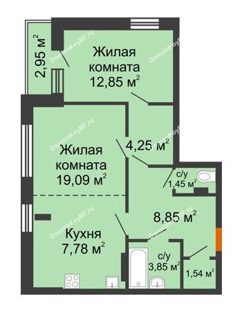 1 комнатная квартира 61,31 м² в ЖК Суворов-Сити, дом 2 очередь секция 1-5