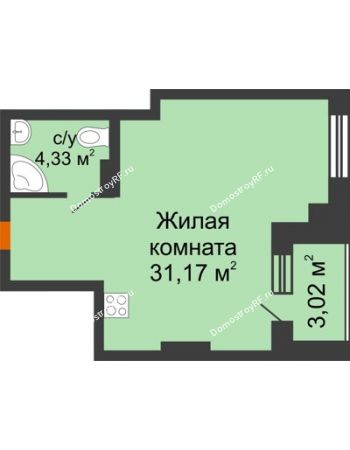 1 комнатная квартира 35,5 м² - Клубный дом Vivaldi (Вивальди)