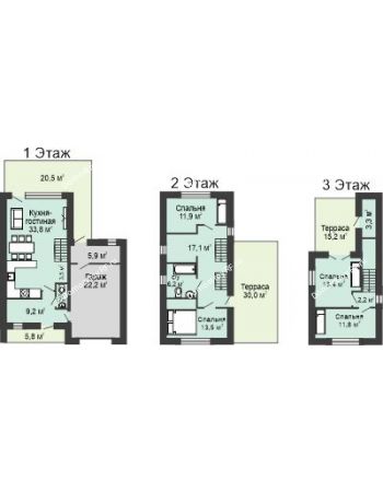 4 комнатная квартира 169,47 м² в ЖК Биография, дом Таунхаус №11