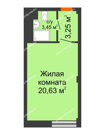 Студия 27,33 м² - Апартаменты Бирюза в Гордеевке