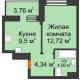1 комнатная квартира 33 м² в ЖК Светлоград, дом Литер 16 - планировка
