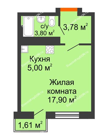 Студия 25,76 м² в ЖК Мечников, дом ул. Мечникова, 37