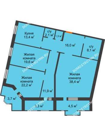 3 комнатная квартира 143,5 м² - ЖД по ул. Варварская