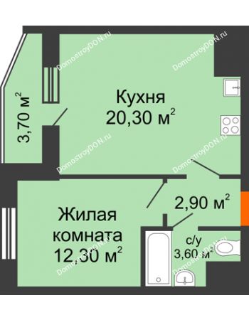 1 комнатная квартира 41 м² в ЖК Левенцовка парк, дом Корпус 8-5