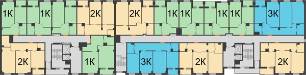 Планировка 4 этажа в доме № 3 в ЖК Квартет