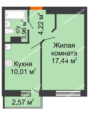 1 комнатная квартира 36,4 м² - ЖК Зеленый берег Life