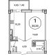1 комнатная квартира 35,2 м² в ЖК Лебедь, дом № 50 - планировка