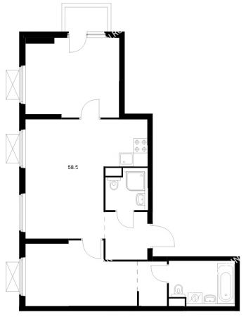 2 комнатная квартира 58,5 м² в ЖК Савин парк, дом корпус 10