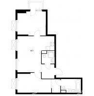 2 комнатная квартира 58,5 м² в ЖК Савин парк, дом корпус 10 - планировка