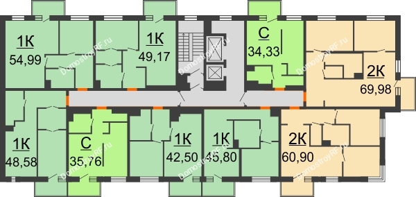 Планировка 3 этажа в доме Секция 2 в ЖК CityZen (Сити Дзен)