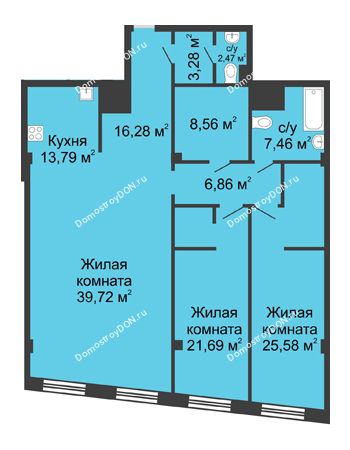 3 комнатная квартира 145,69 м² - ЖК Гранд Панорама