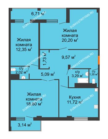 3 комнатная квартира 90,41 м² - ЖД по ул. Матросова (Арзамас)