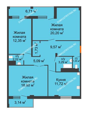 3 комнатная квартира 90,41 м² - Жилой дом: г. Арзамас, ул. Матросова, д. 13