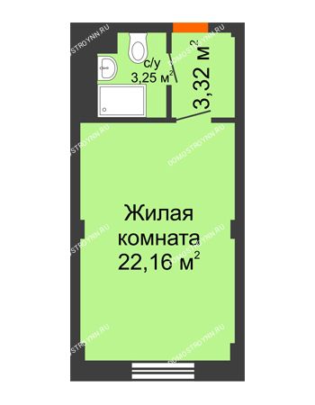 Студия 28,73 м² - Апартаменты Бирюза в Гордеевке
