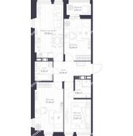 3 комнатная квартира 82,7 м² в ЖК Veren Next Шуваловский, дом 9 - планировка