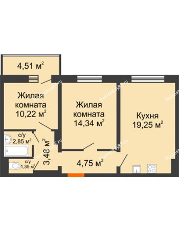2 комнатная квартира 58,5 м² - ЖК Инстеп.Победа