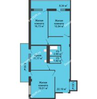 3 комнатная квартира 92 м² в  ЖК РИИЖТский Уют, дом Секция 1-2 - планировка