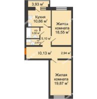 2 комнатная квартира 74,62 м² в ЖК Браер Парк Центр, дом № 5 - планировка