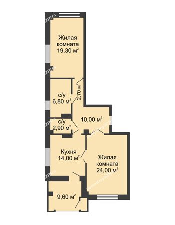 2 комнатная квартира 84,5 м² - ЖК Династия на Соборном