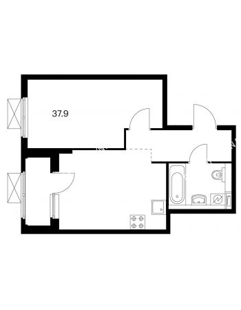 1 комнатная квартира 37,9 м² в ЖК Савин парк, дом корпус 3