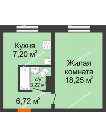1 комнатная квартира 35,39 м² в ЖК Корабли, дом № 9-1