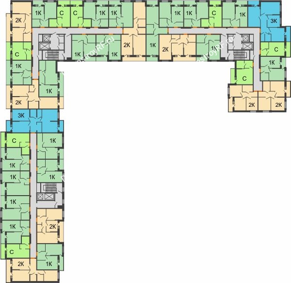 Планировка 2 этажа в доме 2 очередь - Литер 3 в ЖК Самолет