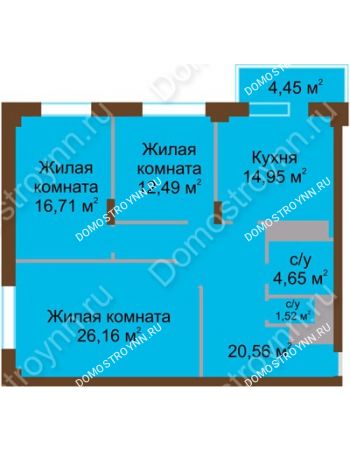 3 комнатная квартира 101,49 м² - ЖК Олимп