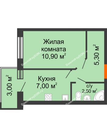 1 комнатная квартира 28,7 м² в ЖК Новая Пальмира, дом № 47