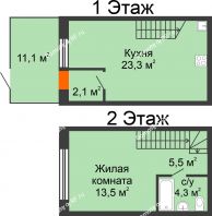 1 комнатная квартира 60,2 м² в ЖК Андерсен парк, дом ГП-5 - планировка