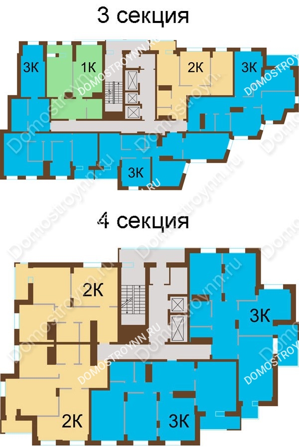 Планировка 3 этажа в доме № 7, корп. 6 в ЖК Подкова на Панина