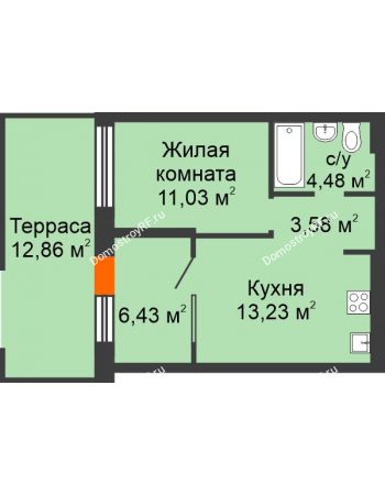 1 комнатная квартира 38,75 м² в ЖК Скандиа. Квартал в Комарово, дом Этап 1