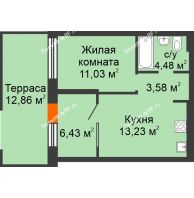 1 комнатная квартира 38,75 м² в ЖК Скандиа. Квартал в Комарово, дом Этап 1 - планировка