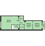 1 комнатная квартира 60,5 м² в Квартал Новин, дом 6 очередь ГП-6 - планировка