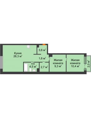 1 комнатная квартира 60,5 м² в Квартал Новин, дом 6 очередь ГП-6