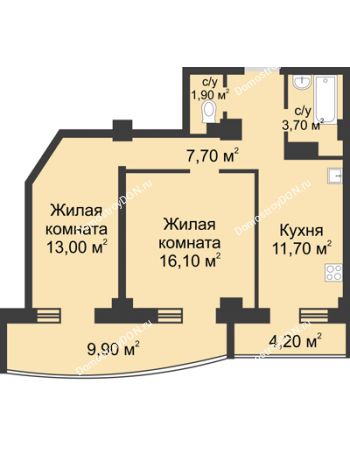 2 комнатная квартира 68,11 м² - ЖК Крепостной вал