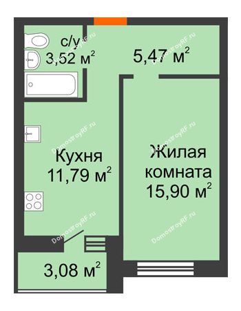 1 комнатная квартира 39,76 м² в ЖК Новая Самара, дом № 46