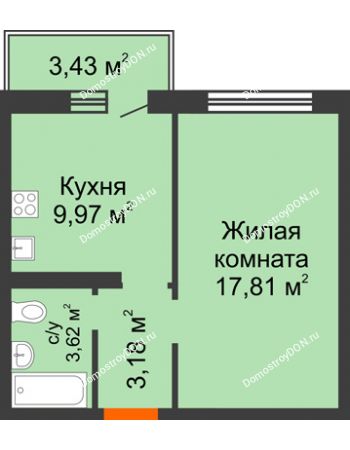 1 комнатная квартира 35,61 м² в ЖК Суворовский, дом Литер 29, Участок 120