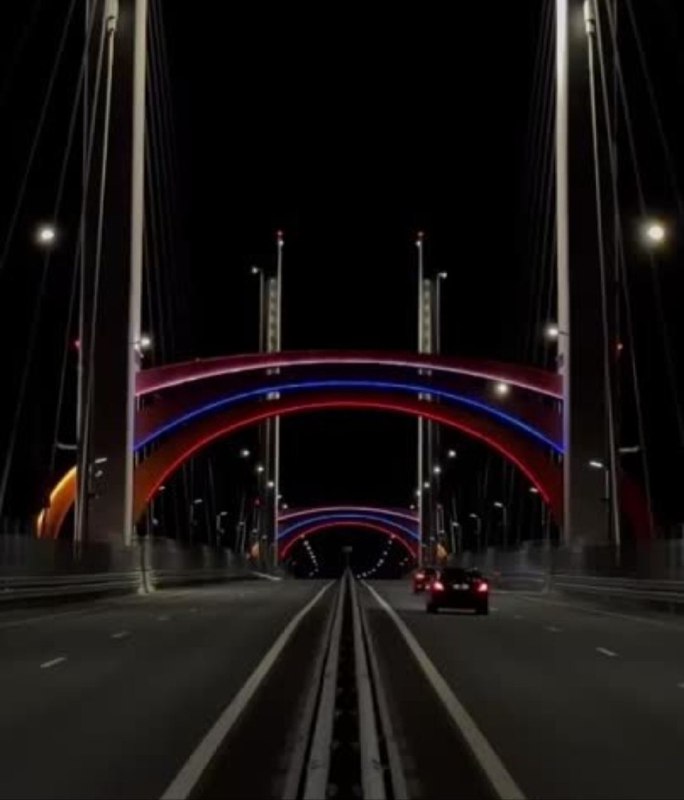 Подсветка появилась на мосту через Оку на трассе М-12 в Нижегородской области 