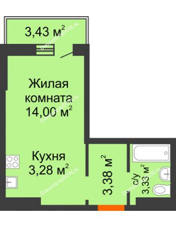 Студия 25,02 м² в ЖК Суворовский, дом Литер 29, Участок 120
