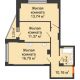 2 комнатная квартира 57,41 м² в ЖК Рубин, дом Литер 2 - планировка