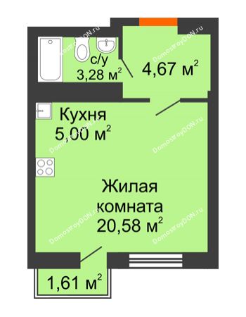 Студия 29,22 м² в ЖК Мечников, дом ул. Мечникова, 37