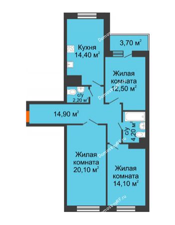 3 комнатная квартира 84,3 м² - ЖК Орбита