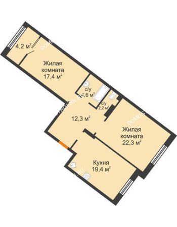 2 комнатная квартира 82,4 м² - ЖК Симфония Нижнего