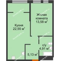 2 комнатная квартира 46,17 м² в ЖК Сердце Сибири, дом Квартал Геологов, ГП-2 - планировка