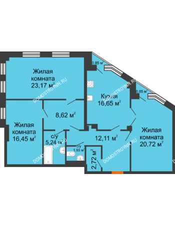 3 комнатная квартира 108,12 м² в ЖК Дом на Провиантской, дом № 12