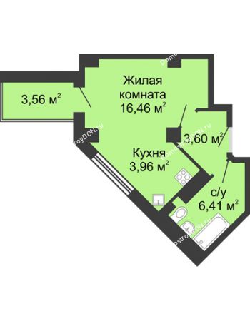 Студия 32,21 м² в ЖК Мега, дом № 2