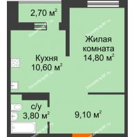 1 комнатная квартира 39,7 м² в ЖК NOVELLA (НОВЕЛЛА), дом Литер 5 - планировка