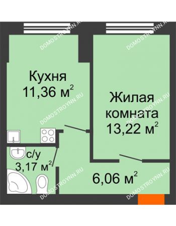 1 комнатная квартира 34 м² - ЖК Янтарный