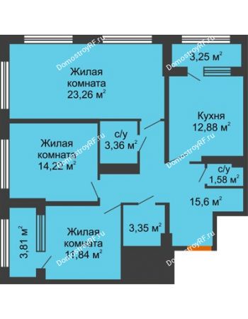 3 комнатная квартира 89,63 м² - ЖК Гран-При